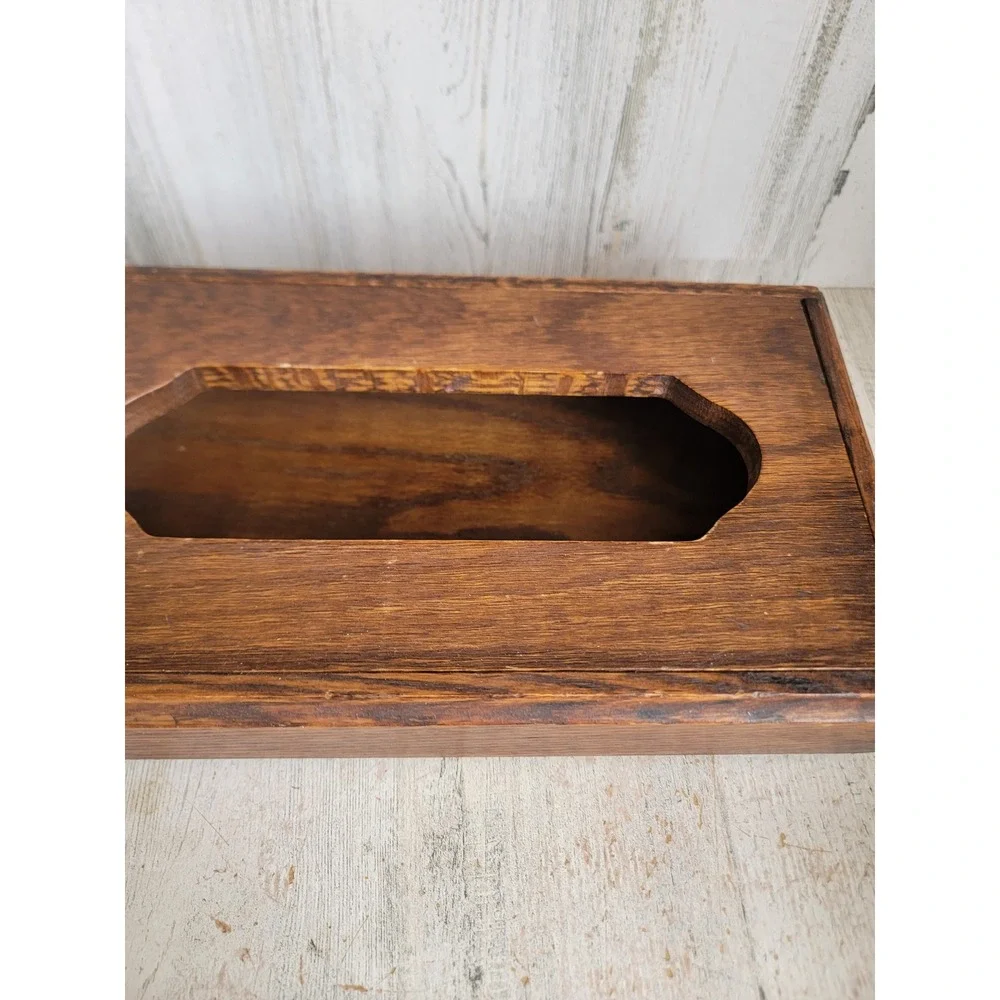 Wooden tissue box holder unique home vintage decor dispenser rectangle figure
